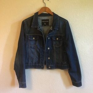 Maurices XL cropped dark wash jean jacket